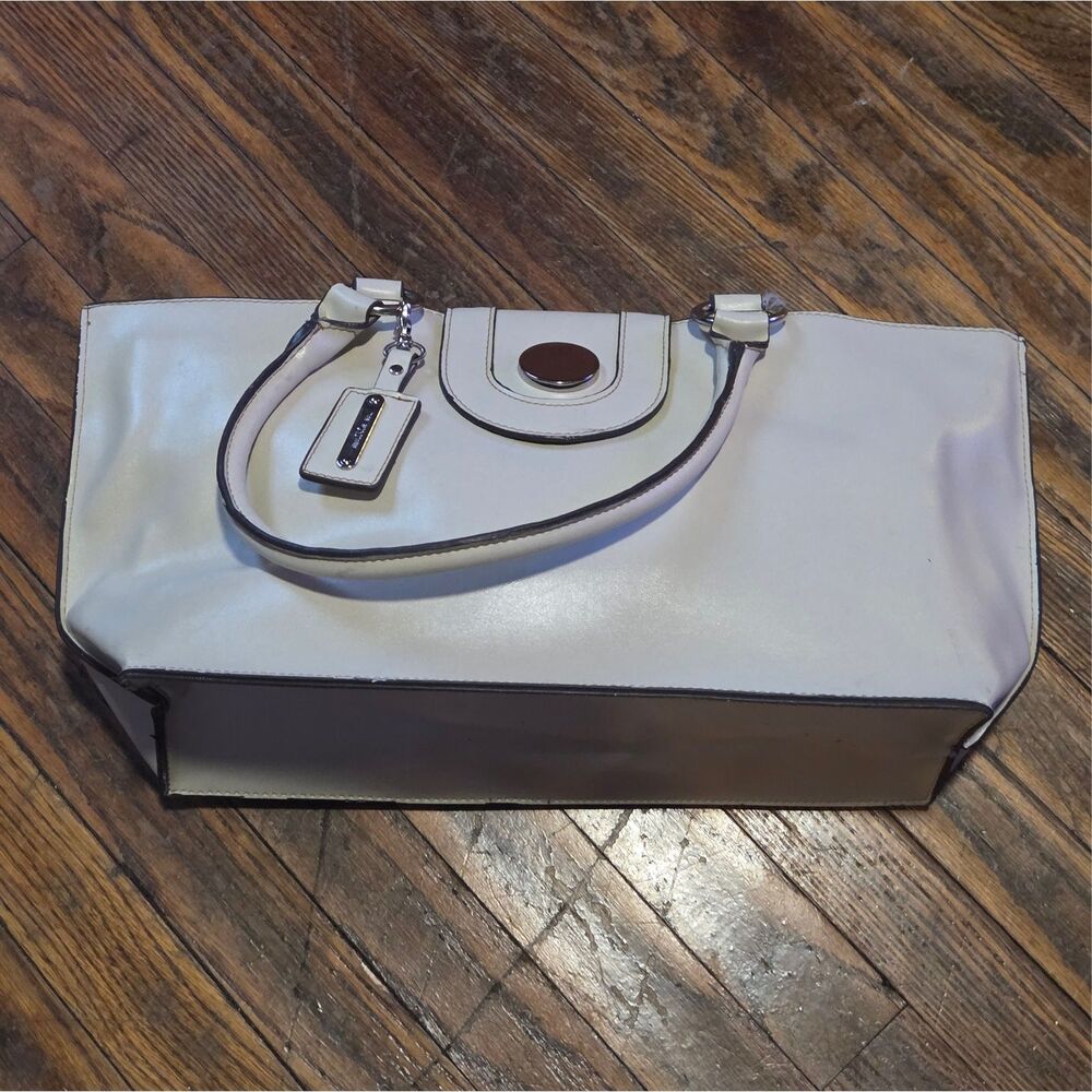 Emilie M. White Faux Leather Tote Bag –‎ Large Shoulder Purse Handbag
